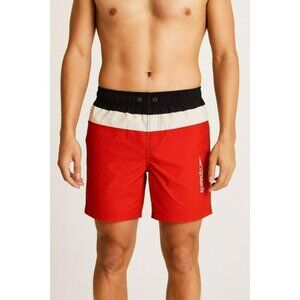 Speedo Men’s Swim Trunks Size Small Red White Navy Colorblock Board Shorts